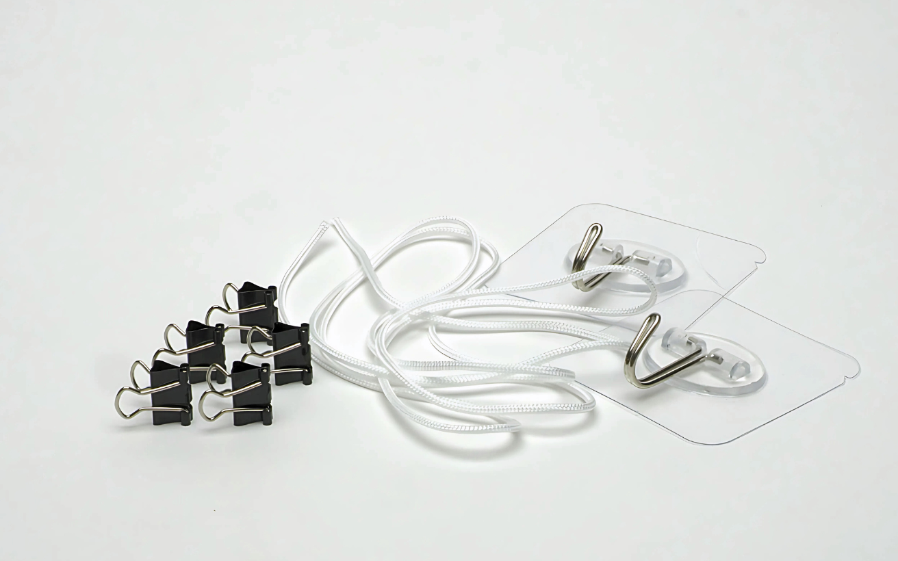 Dry line and clips to hold stencils for drying after washout.