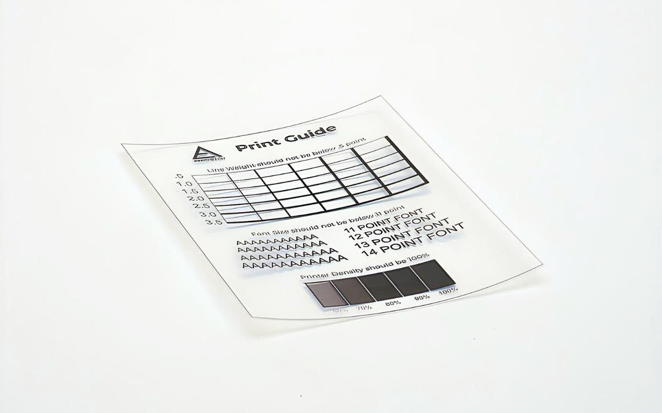 Print Guide to check black ink line weights and density for effective stencil film development.
